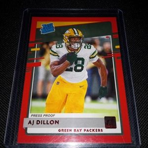 AJ Dillon rated rookie sp red parallel  press proff rare🔥🔥🔥
